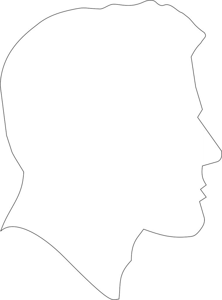 thin black outline of a male face