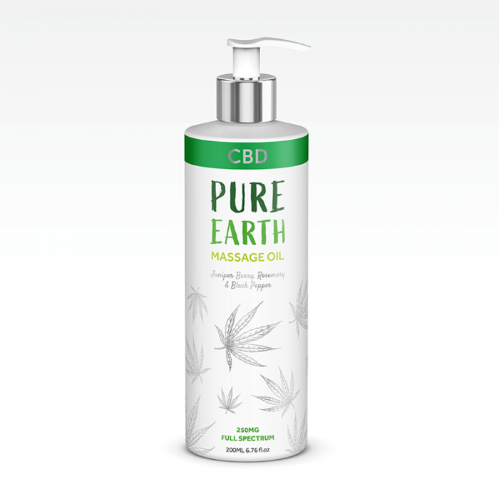pure earth cbd massage oil pump bottle