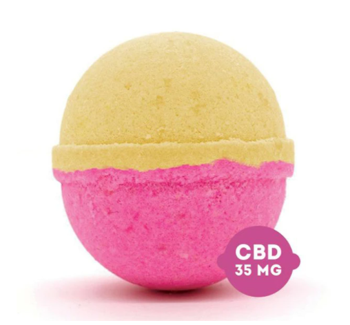 A pink and yellow bath bomb