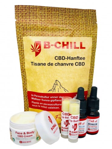 A wellbeing gift set with various CBD products. 