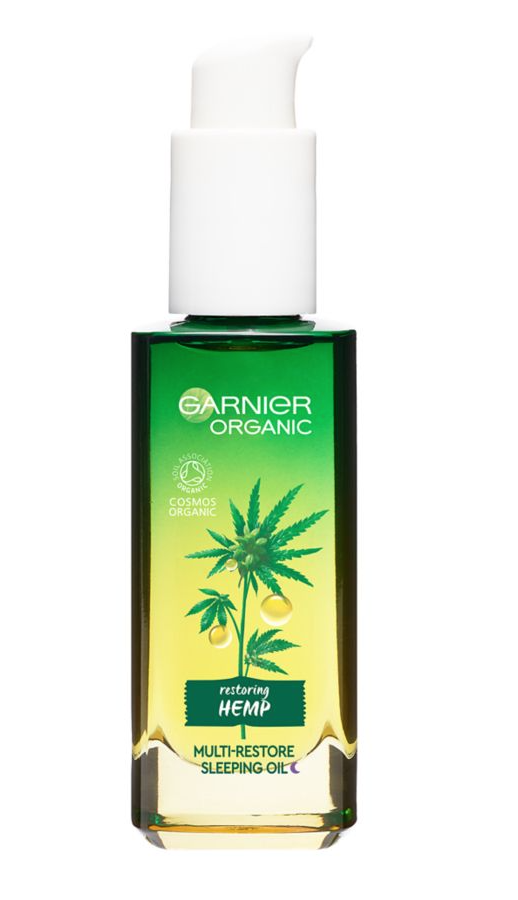 garnier organic hemp multi-restore facial sleeping oil 30ml pump bottle